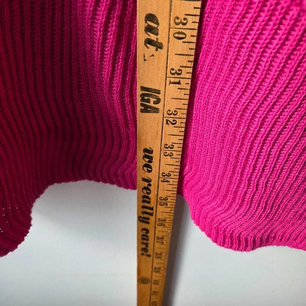 NWT FREE PEOPLE BEACH HOT PINK 1/2 BUTTONED LINEN/COTTON BLEND SWEATER SIZE M